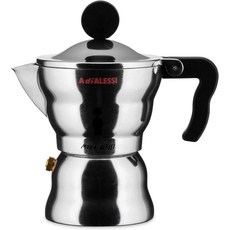 알레시 AAM331 - 디자인 에스프레소 커피 메이커 알루미늄 및 열가소성 수지 1컵 블랙 핸들, 1 Cup, Black