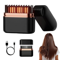 미니 헤어 스트레이트너 브러시 휴대용 헤어 스트레이트너 여성용 무선 여행용 스트레이트닝 빗 USB 충전식 고속 가열 브러시 3가지 열 설정 및 짧고 긴 머리카락을 위한, 미니 헤어 스트레이트너 브러시, 휴대용 헤어 스트레이트