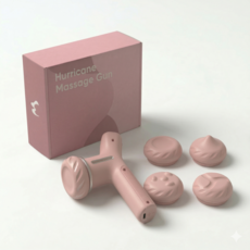 허리케인 마이온 무선 마사지건 휴대용 6단계, 핑크