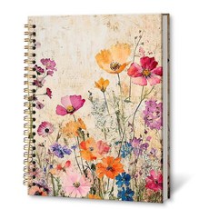 KTYHD 빈티지 플로럴 노트북 저널 5 5x8 3인치 코티지코어 야생화 식물 저널 글쓰기 레트로 플로럴 노트북 노트 필기 에스테틱 하드커버 나선형 노트북