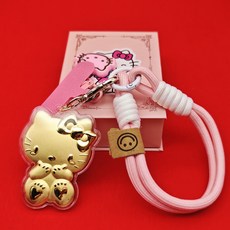 골드 캐릭터 고양이 모양 매듭 로프 가방 걸이 키링, 고양이 선물 상자, 1개