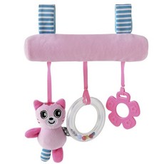 多款任選 橫桿車鈴床夾 嬰兒安撫床鈴 車掛 推車床夾 推車床鈴 多功能安撫玩具, 1個, 粉貓咪