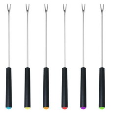 손잡이가 달린 퐁듀 포크 6개 과일 포크 세트 그릴 케이크 초콜릿 고기 과일 치즈 분수 로스트 마시멜로 디저트용 컬러 퐁듀 스틱 세트, 스타일 A 6개