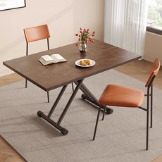 하루꿈 접이식 높이조절 테이블 쇼파 다용도 티테이블 거실 식탁 책상 탁자, 브라운