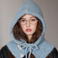 울 부클 바라클라바 후드 넥 워머 남성 여성 니트, 스카이, 1개