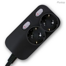 대성 플러스탭 국산 개별스위치 절전 고전압 고용량 멀티탭 2구 16A 250V, 1개, 블랙, 1m