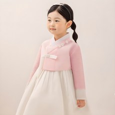 Gaon Hanbok Yeoyeon 粉紅白花女童韓服套裝AW182