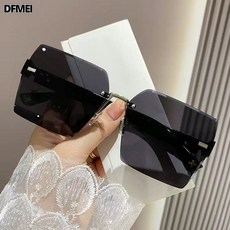 DFMEI 新款無框太陽鏡女士潮流太陽眼鏡防曬大框顯瘦墨鏡