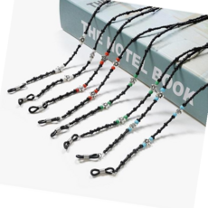 KF136마스크 블랙 마노 꽃무늬 비즈 안경줄 마스크 홀더 스트랩