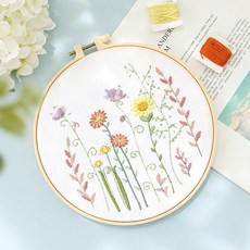網美空間 刺繡花圈 DIY手作材料包 創意擺飾, 1個, A636婀娜多姿 (送20CM繡棚)