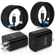 삼성 갤럭시 S25/S24/S23 울트라용 45W 초고속 충전기 타입 C USB C 안드로이드 폰 충전기 갤럭시 S25/S24/S23+/S22 플러스/S20 아이폰 17/1, Black, Black