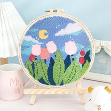 【超繪玩】戳戳繡毛綫繡針材料包 兒童學生課活動裝飾畫, 繽紛夜空—送戳筆+支架 （材料包）⚑⚑, 1個