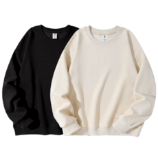 1+1 남자 면 오버핏 빅사이즈 맨투맨 긴팔티 남여공용 2장 세트