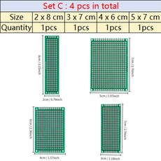 범용 PCB 회로 toboard 양면 브레드 보드 2x8 3x7 4x6 5x7 7x9CM 스트립 프로토 핑 DIY 전자 키트, Set C 4 pcs, 1개