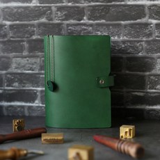 701 가죽 6공 만년 다이어리 각인 커버 고급 a5 업무 수첩 바인더 노트, A6(32절), 그린