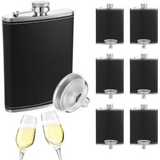 남성용 주류용 6PCS 플라스크 매트 블랙 8온스 스테인리스 스틸 누수 방지 선물 캠핑 야외 활동 웨딩 파티용 깔때기 세트 6개 포함, 남성용 주류용 6PCS 플라스크 매트 블랙 8온스 스테