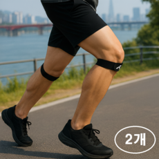 엑티업 실리콘 내장 고탄력 충격 흡수 슬개건 무릎보호대, 블랙, 2개