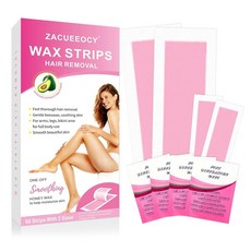 제모용 왁스 스트립 60개: 여성용 바디 40개 및 얼굴 제모 20개 - 왁싱 키트 얼굴 눈썹 팔 다리 가슴 등 비키니/브라질 진정 오일 물티슈 4개, 제모용 왁스 스트립 60개: 여성용 바디 40개 및 얼