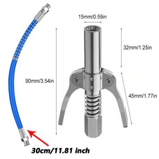 유압호스 피팅 어댑터 중장비 그리스 건 커플러 오일 펌프 퀵릴리즈 팁 30 cm 40 50cm 호스 주사기 윤활유 깍지 10000 PSI NPTI/8, [03] Coupler-30CM Hose