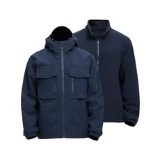 Rejork 남성용 3 in 1 방수 겨울 스키 재킷 따뜻한 윈드브레이커 스노우 레인 코트 보온 플리스 라이너 후드 블루.