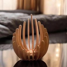 나무 수제 티라이트 홀더 캔들, 2. 밝은 녹색, A. 15cmx12cm