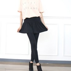 MISO LEGGINGS 假兩件式荷葉邊下擺短裙內搭長褲 2入