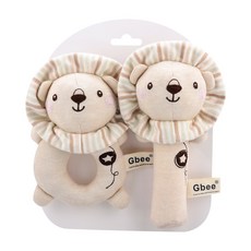 Gbee 寶寶安撫手搖鈴 柔軟親膚材質 兩入組 幼兒啃咬玩具