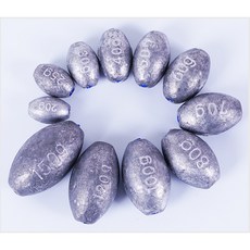 釣友俱樂部 通心橄欖形鉛墜 釣魚墜 漁具配件, 1個, 10克通心橄欖形鉛墜