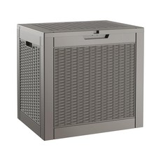 WTFGO 111.4L(31갤런) 야외 보관 데크 박스 방수 정원 도구 뒷마당 쿠션 수영장 보관 외부용 소형 배송 상자 잠글 수 있는 뚜껑 라탄 블랙, 108.9L(31갤런) 스타일2, 회색