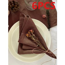 리넨 폴리에스터 단색 냅킨은 레스토랑 주방 테이블 휴일 파티 장식에 적합합니다, 1개, 1개, 3. Coffee 6pcs