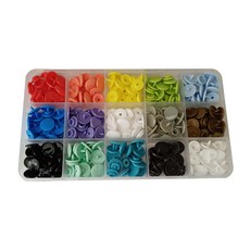 佰昇國際 Baisheng 12mm塑膠四合釦套裝 14色共75顆 手工藝DIY必備 嬰兒服裝適用, 75個, 多色