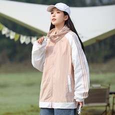 釣魚防曬衣女戶外夏季薄款冰感透氣防紫外線UPF50 連帽運動外套, 女款粉紅色雪花白,L, 1個