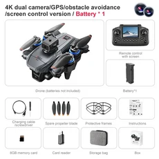 K812 MAX 4K 전문가용 HD 듀얼 카메라 GPS 드론 (스크린 포함) 5G WIFI 360 ° 장애물 회피 브러시리스 접, 02 black