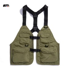 전술 멀티포켓 작업 테크웨어 조끼 경량 캠핑 후드 멜빵