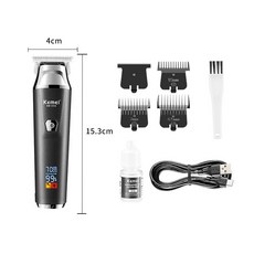 Kemei 理髮器 電推剪 家用男士電動剃頭器, LED數顯款-耀夜黑,usb充電款