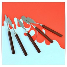 페인팅나이프 1호 브라운나무손잡이 미술도구 유화 아크릴용, ST3638__3호__ 다섯개입x1봉
