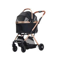 寵物推車：輕巧舒適時尚安全，愛犬兜風好選擇，寬敞空間透氣網布，可拆卸清洗, 黑色-LH500, 1個