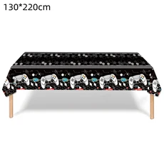 130220cm 블랙 비디오 게임 테이블보 파티 용품 네온 발광 커버 생일 장식, 04 Tablecloth 1pcs
