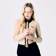 [헨리스튜어트] 골프 여성용 레이스 포인트 슬림 탑 티셔츠 베이지