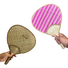 天然手工草編扇 輕巧便攜 多款顏色可選 環保健康 居家裝飾, 1個, 草編扇G(F)