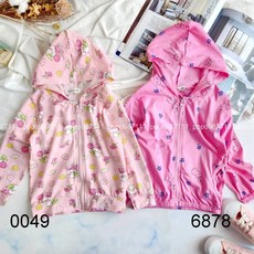 天晴童裝 女童連帽外套 小兔子花花圖案 夏日防曬薄棉外套
