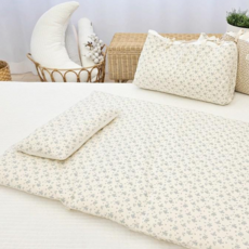 제이제나 유아 낮잠 패드 베개 세트 분리형 커버, 가드닝 블루_인견