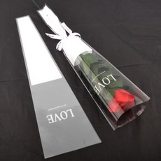 LOVE透明單支花束包裝袋 鮮花包裝紙, 1張/Love 單支花束包裝（白）