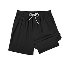 American Trends 남성용 압축 안감이 있는 수영 트렁크 12.7cm(5인치) 수영복 수영복 빠른 건조 보라드 반바지 M-2XL 블랙. M