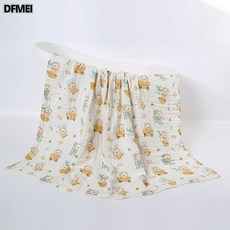DFMEI 高密紗布嬰兒浴巾 六層童被純棉紗布毛巾被吸水寶寶蓋毯110*110CM, 1個, 六層無骨110*110獅子樂園:A類品質