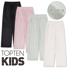탑텐키즈 여아 겨울 부들부들하고 도톰한 본딩 안감 벨로아 와이드 바지 팬츠