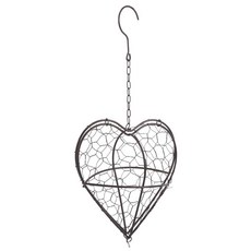 Gogogmee 새 둥지 소재 홀더 야외 발코니용 아이언 아트 하트 장식 걸이 케이지 공급 랙 핀치와 참새용 재사용 가능한 디스펜서, Gogogmee 새 둥지 소재 홀더, 야외 발코니용 아