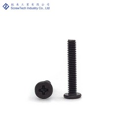 【銳禾】M2x12鍍黑鋅螺絲100入組 I頭十字槽機械牙 特殊螺絲 工廠直營, 1個