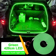 12V 자동차 고휘도 트렁크 조명 앰비언트 라이트 내부 LED 무선 감지 테일게이트 스트립 200/420cm, 09 420cm Green