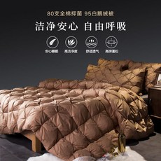 이불 거위털 구스이불, 2.2x2.4m 두꺼운 겨울 이불/5000g 무게, 브라운/구스다운 이불